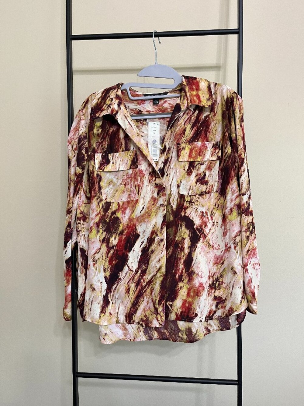 Investments NWT Button Blouse Petite Business Maximalist Abstract Large PL